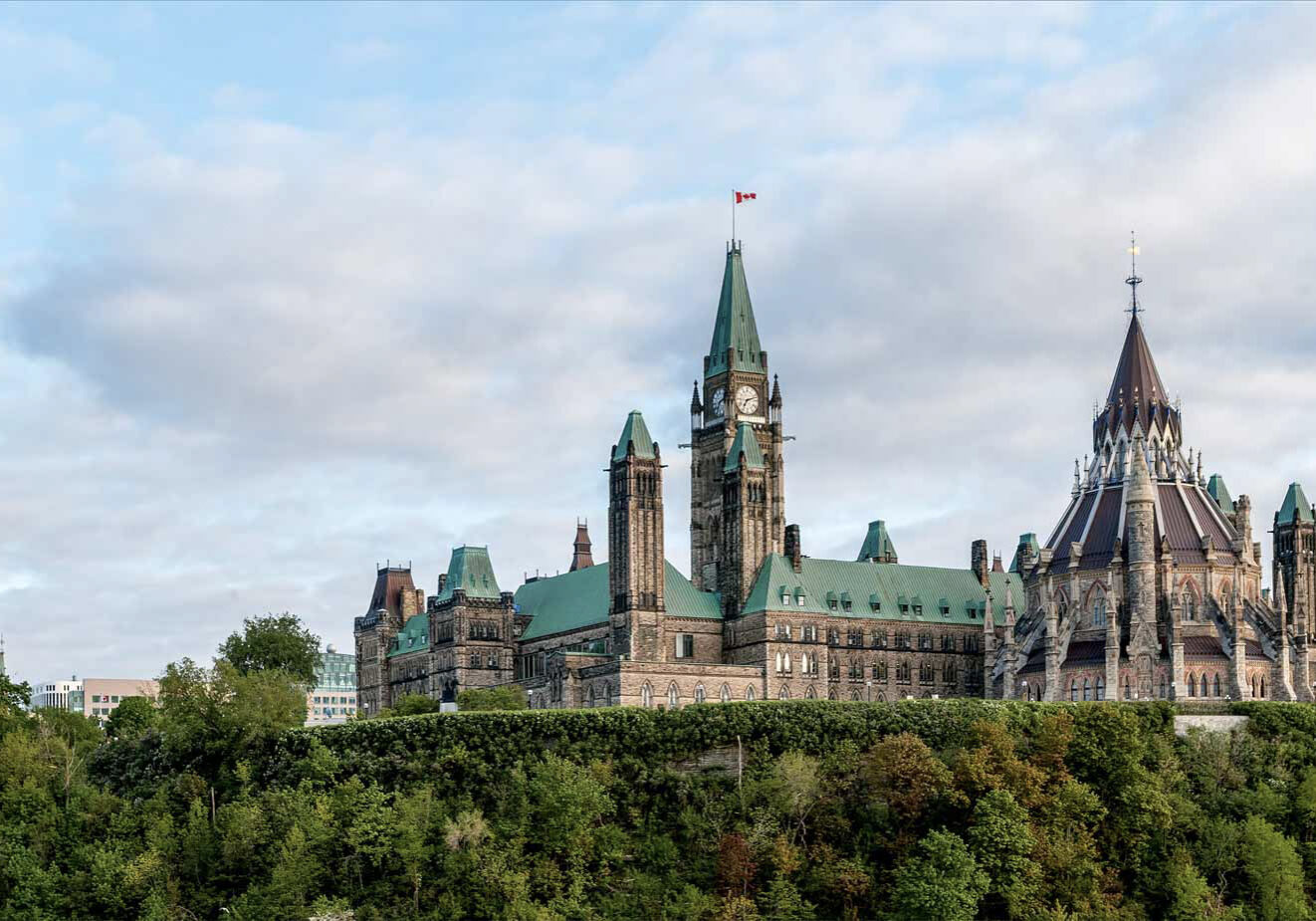 Parliament Hill - Ottawa, Ontario, Canada. Its Gothic revival suite of buildings is the home of the Parliament of Canada.